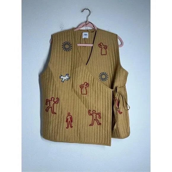 NWOT Zara Embroidered Quilted Vest Size L - Picture 13 of 13